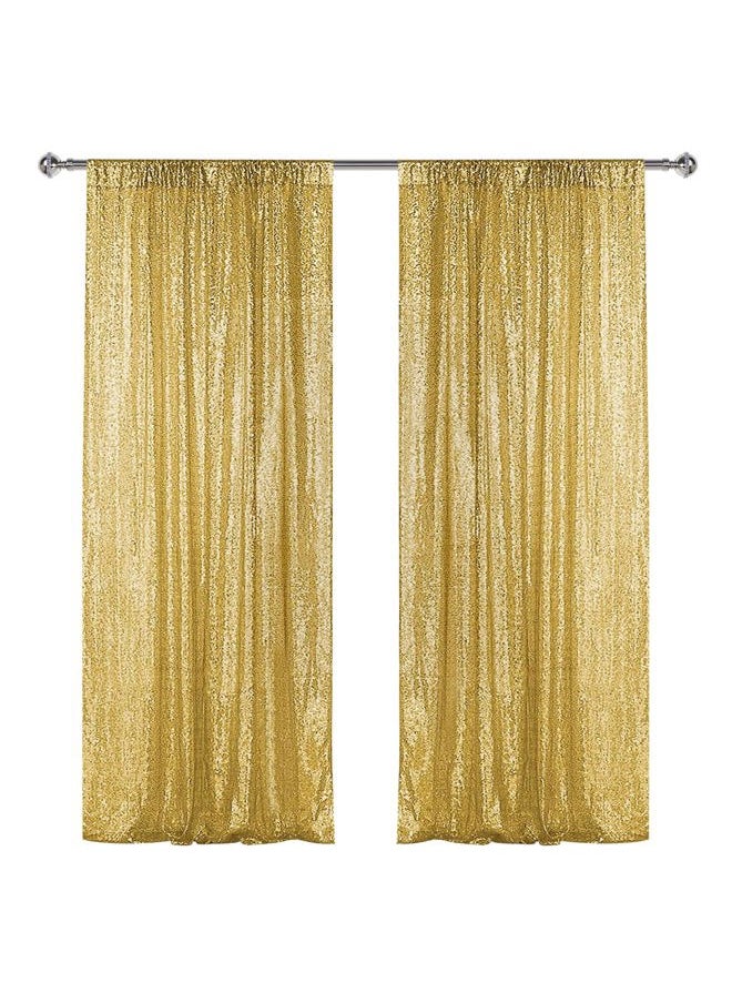 Sugargirl - Gold Sequin Backdrop Curtain 2 Panels 2FTx8FT Glitter Gold Background Drapes Sparkle Photography Backdrop for Party Wedding Birthday Wall Decoration - Image 1