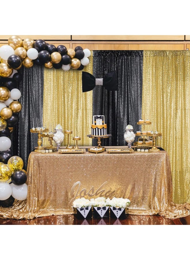 Sugargirl - Gold Sequin Backdrop Curtain 2 Panels 2FTx8FT Glitter Gold Background Drapes Sparkle Photography Backdrop for Party Wedding Birthday Wall Decoration - Image 1