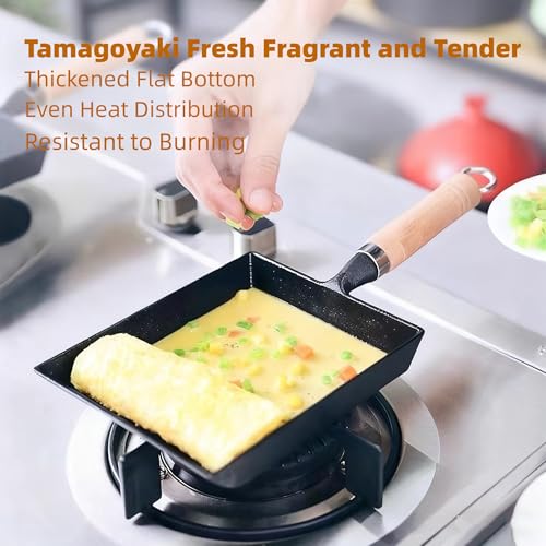 Sun Terriory Cast Iron Tamagoyaki Pan – Japanese Square Omelette Egg Pan, 6×7 Inch Pre-Seasoned Mini Skillet for Tamago, Breakfast & Bento, Induction Compatible - Image 4