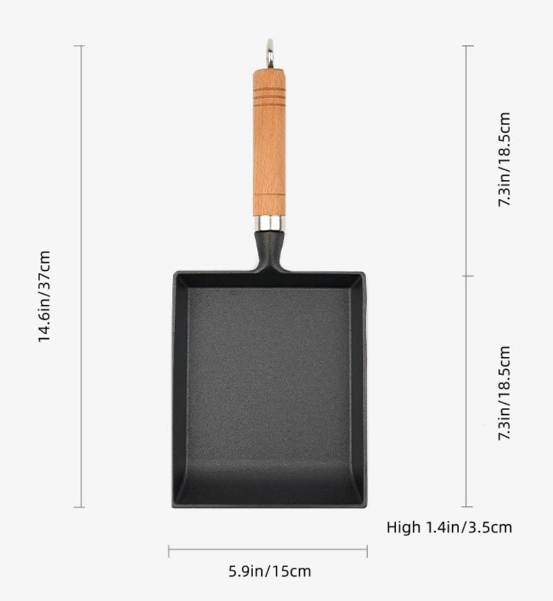 Sun Terriory Cast Iron Tamagoyaki Pan – Japanese Square Omelette Egg Pan, 6×7 Inch Pre-Seasoned Mini Skillet for Tamago, Breakfast & Bento, Induction Compatible - Image 3