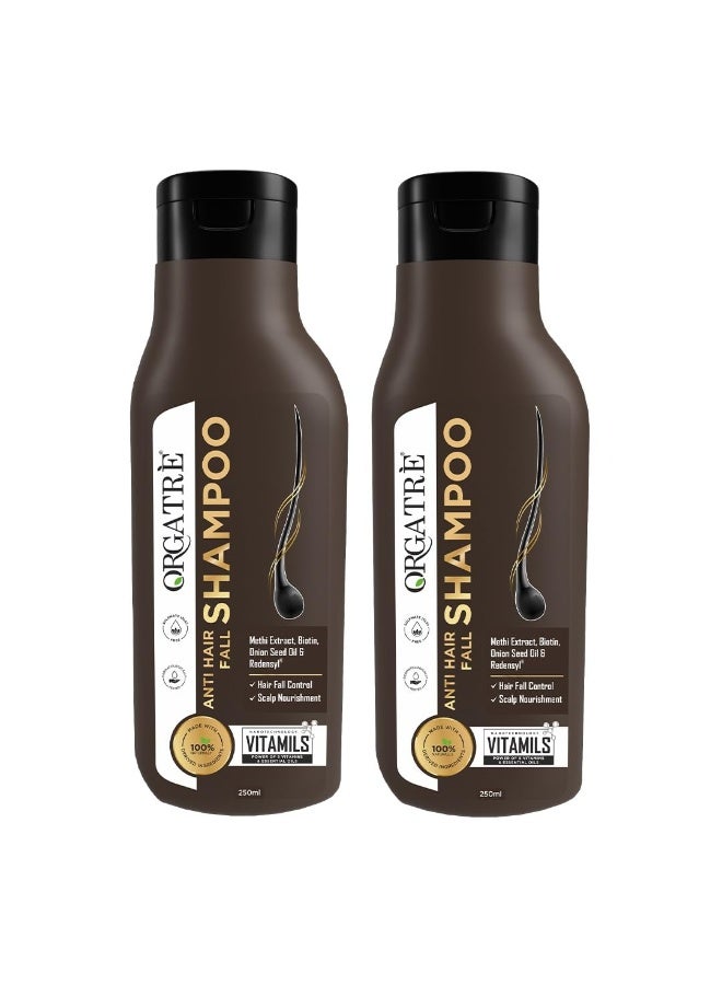 Orgatre Anti Hair Fall Shampoo Pack of 2 | With Redensyl, Biotin, Onion & Methi | Controls Hair Fall, Strengthens Roots, Promotes Hair Growth & Reduces Breakage | For Men & Women | Sulfate & Paraben Free | 250ml x 2 - Image 3