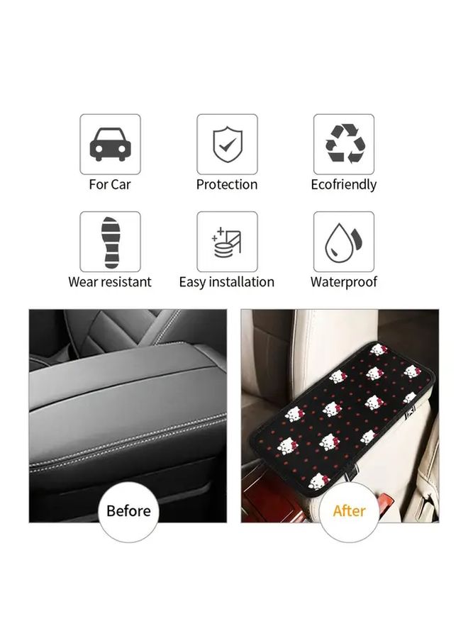 Universal Car Armrest Cushion Black Hello Kitty Durable Easy Install Perfect Gift Idea - Image 3