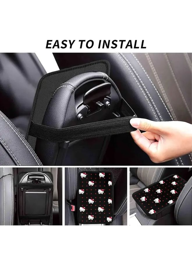 Universal Car Armrest Cushion Black Hello Kitty Durable Easy Install Perfect Gift Idea - Image 4