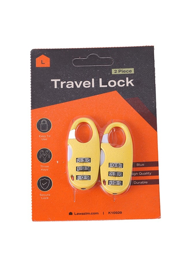 LAWAZIM Travel lock - Yellow 2 Piece | Digit Combination Padlocks with a Hardened Steel Shackle - Travel Locks for Suitcases & Baggage  - Image 4