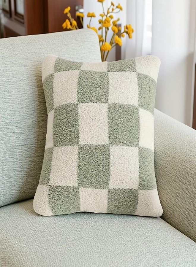 NIDITW Set of 2 Green Checkered Pillow Covers 18x18 Inches Soft Microfiber Gingham Chessboard Design Decorative Throw Pillowcases for Couch Sofa Bed (1-Green) - Image 2