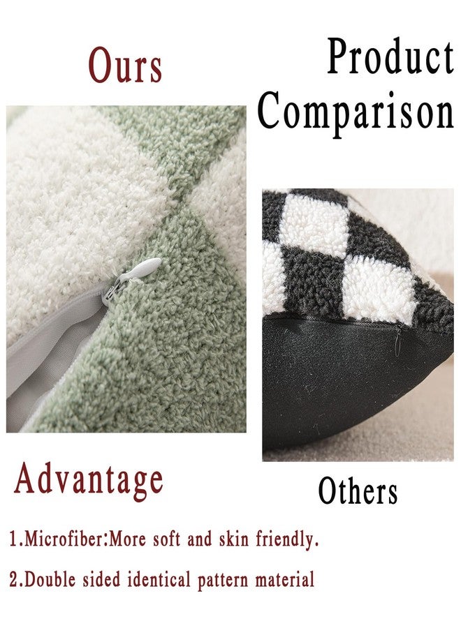 NIDITW Set of 2 Green Checkered Pillow Covers 18x18 Inches Soft Microfiber Gingham Chessboard Design Decorative Throw Pillowcases for Couch Sofa Bed (1-Green) - Image 4