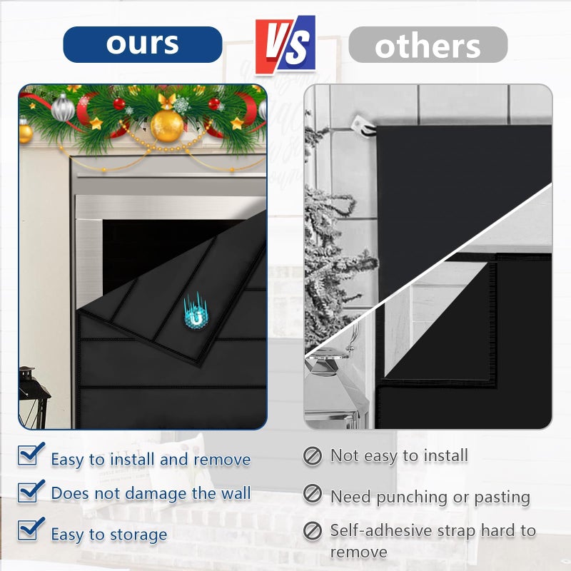 UQM Fireplace Cover  Magnetic Fireplace Blocker Blanket Stops Heat Loss  Indoor Fireplace Draft Stopper Save Energy  Magnetic Fireplace Draft Cover For Iron Fireplace Frame (36 ""X30 "") - Image 3