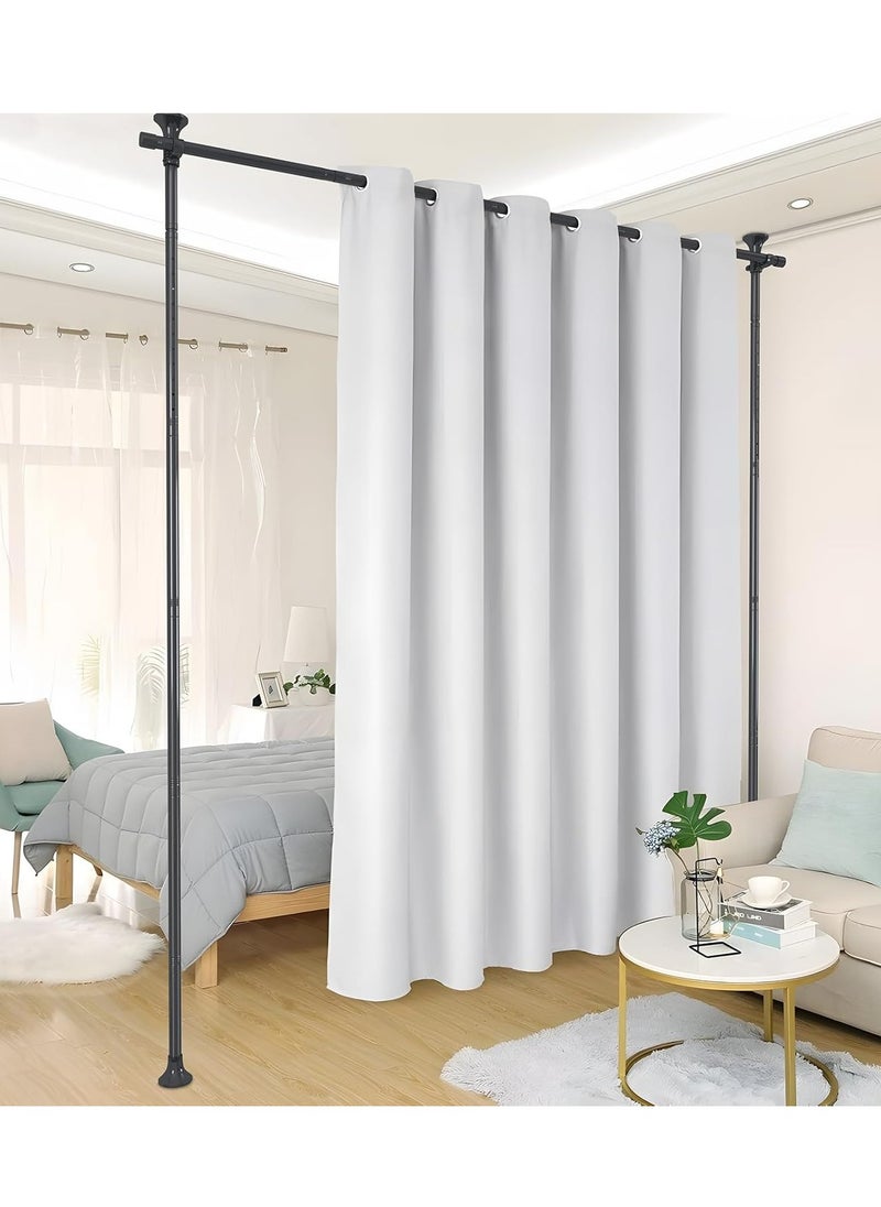 XiuWoo 2 Pack Adjustable Freestanding Room Divider, Drilling Free Tension Curtain Rods, Floor to Ceiling Wall Divider Rod, Heavy Duty Partition Dividers with 2.7*2m Hanging Curtains  - Image 1