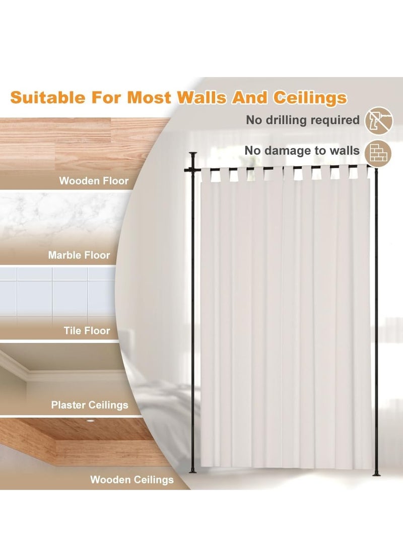 XiuWoo 2 Pack Adjustable Freestanding Room Divider, Drilling Free Tension Curtain Rods, Floor to Ceiling Wall Divider Rod, Heavy Duty Partition Dividers with 2.7*2m Hanging Curtains  - Image 2