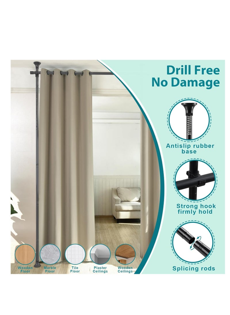 XiuWoo 2 Pack Adjustable Freestanding Room Divider, Drilling Free Tension Curtain Rods, Floor to Ceiling Wall Divider Rod, Heavy Duty Partition Dividers with 2.7*2m Hanging Curtains  - Image 3