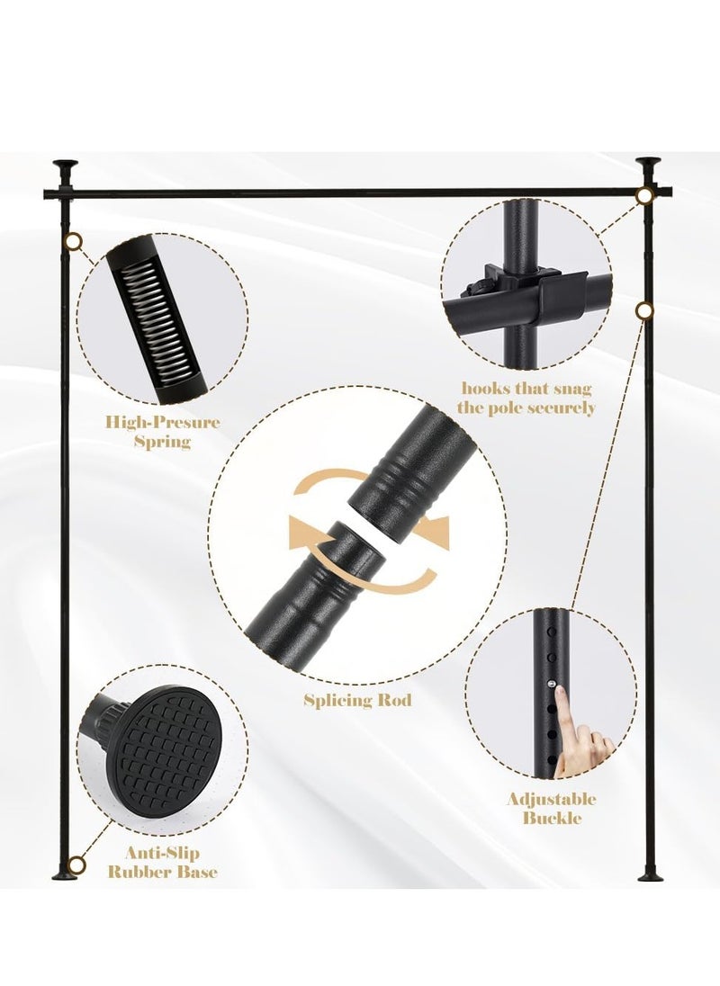 XiuWoo 2 Pack Adjustable Freestanding Room Divider, Drilling Free Tension Curtain Rods, Floor to Ceiling Wall Divider Rod, Heavy Duty Partition Dividers with 2.7*2m Hanging Curtains  - Image 4