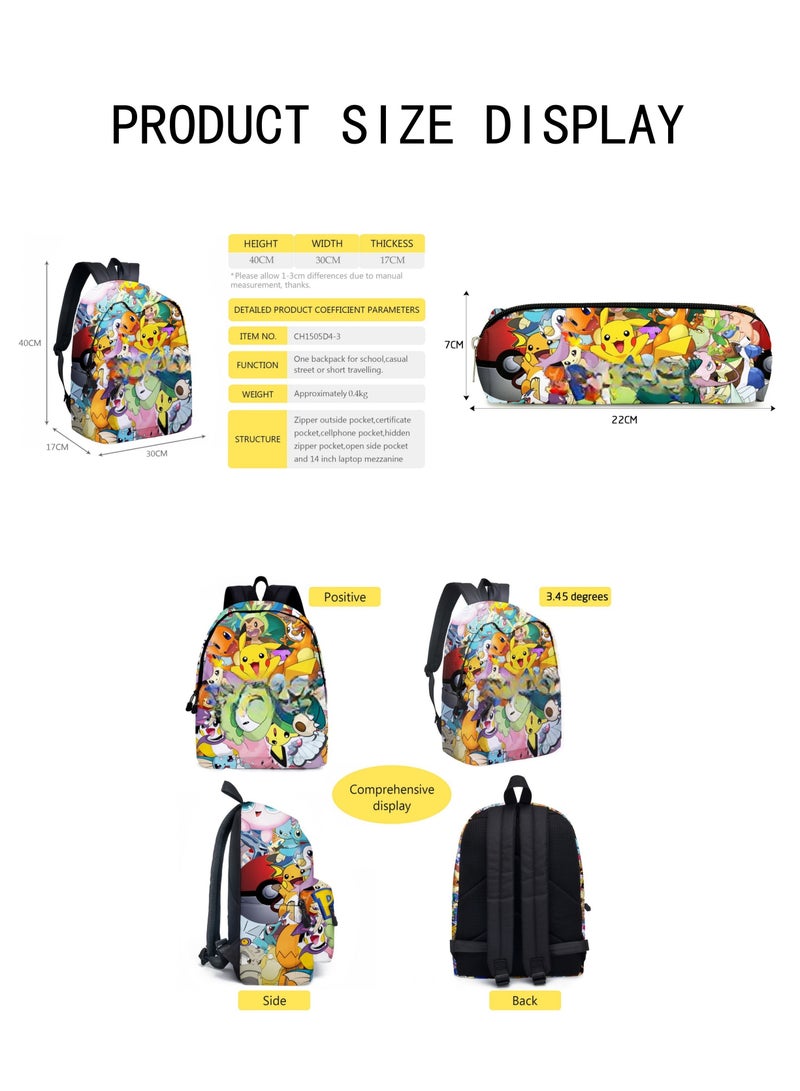 Super Mario Mario Cartoon Backpack Super Mario Student Schoolbag Pencil Case Two-piece Set - Image 2