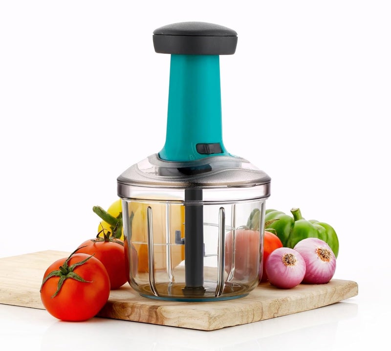 Stewit Food Chopper 900ml, Steel Large Manual Hand-Press Vegetable Chopper Mixer Cutter to Cut Onion, Salad, Tomato, Potato (Tarquise 900ml) - Image 1