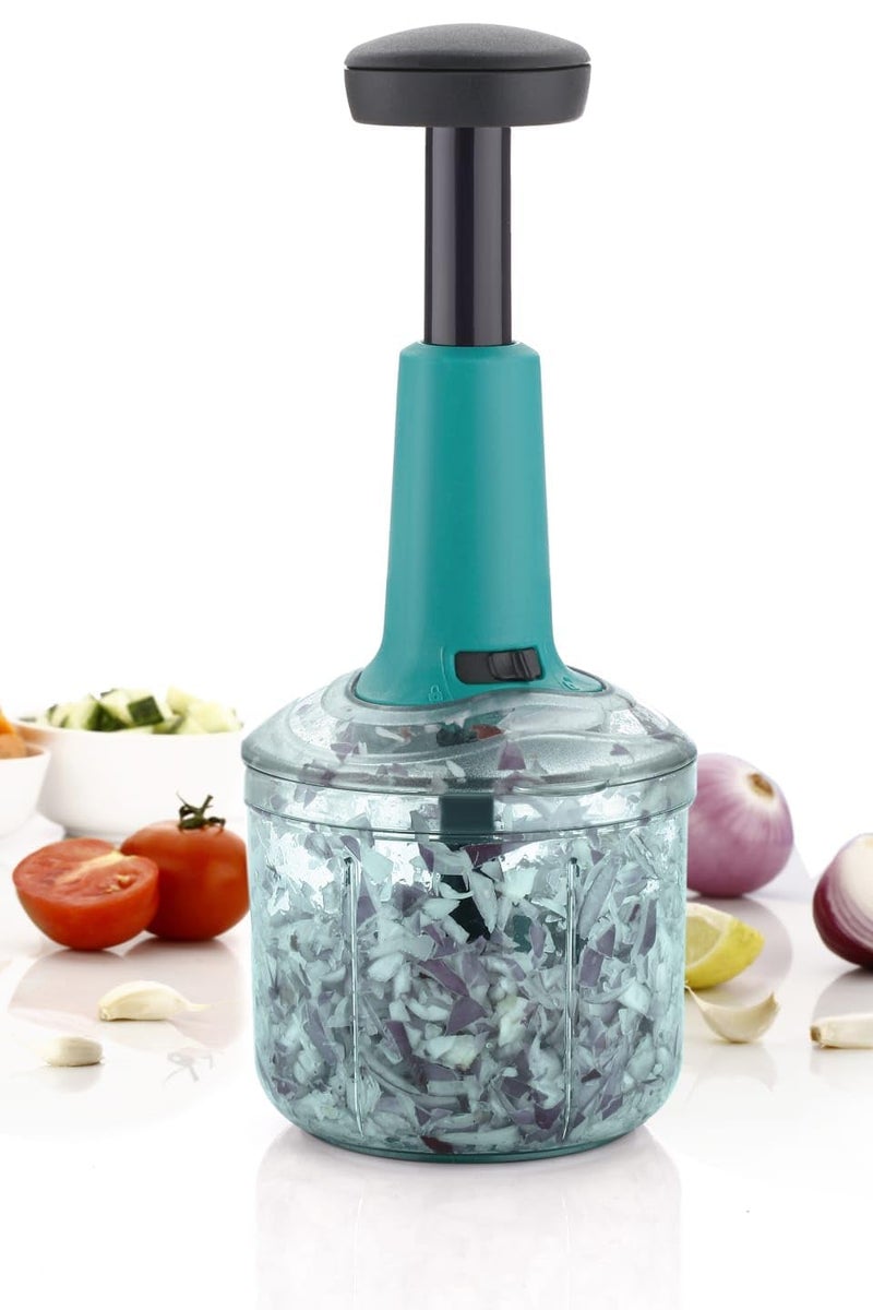 Stewit Food Chopper 900ml, Steel Large Manual Hand-Press Vegetable Chopper Mixer Cutter to Cut Onion, Salad, Tomato, Potato (Tarquise 900ml) - Image 3