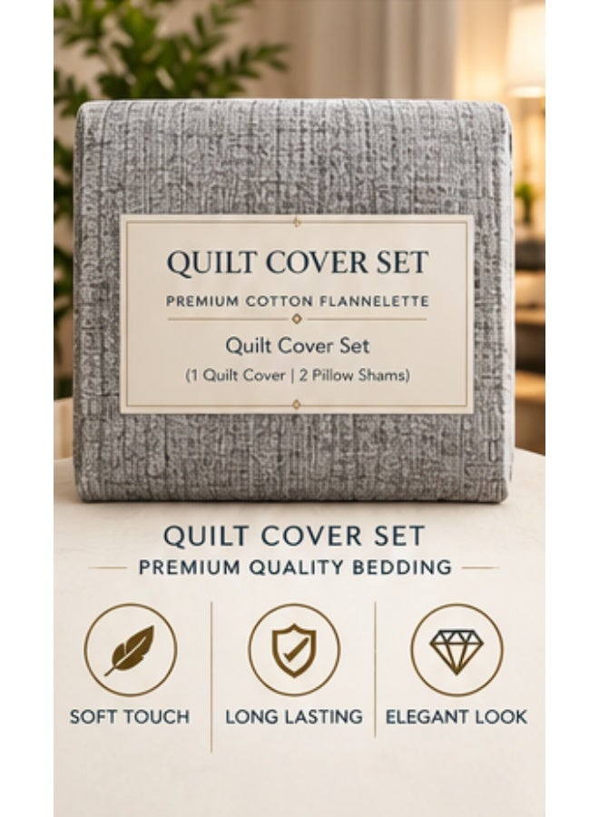 VIVA Premium Cotton Flannelette Quilt Cover Set Queen – 240 × 210 cm, Palmetto – Double Brushed Soft Fabric, Warm & Cozy Bedding – Includes 2 Pillow Covers 48 × 74 cm + 5 cm Extended - Image 4