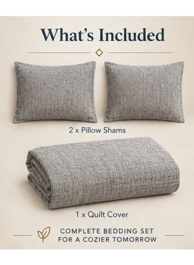 VIVA Premium Cotton Flannelette Quilt Cover Set Queen – 240 × 210 cm, Palmetto – Double Brushed Soft Fabric, Warm & Cozy Bedding – Includes 2 Pillow Covers 48 × 74 cm + 5 cm Extended - Image 3