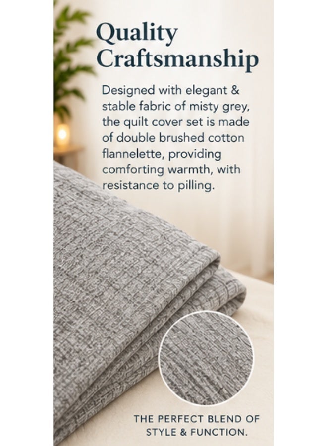 VIVA Premium Cotton Flannelette Quilt Cover Set Queen – 240 × 210 cm, Palmetto – Double Brushed Soft Fabric, Warm & Cozy Bedding – Includes 2 Pillow Covers 48 × 74 cm + 5 cm Extended - Image 2