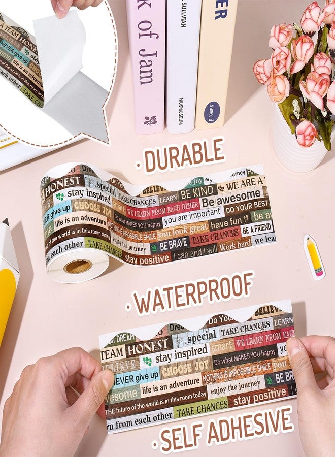 Whaline 65.6Ft Inspirational Quote Bulletin Board Borders Motivational Border Trim Self Adhesive Growth Mindset Scalloped Craft Border Decor for Back to School Chalkboard Whiteboard Wall Board Decor - Image 3