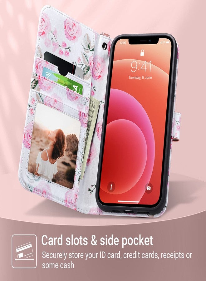 أولاك جراب محفظة ULAK متوافق مع iPhone 13 Pro Max للنساء، مزود بحاملات بطاقات ائتمان، غطاء هاتف قلاب من الجلد الصناعي PU مع مسند، مقاوم للصدمات، لحماية الهاتف، مناسب لهاتف iPhone 13 Pro Max مقاس 6.7 بوصة، لون ذهبي وردي - Image 3