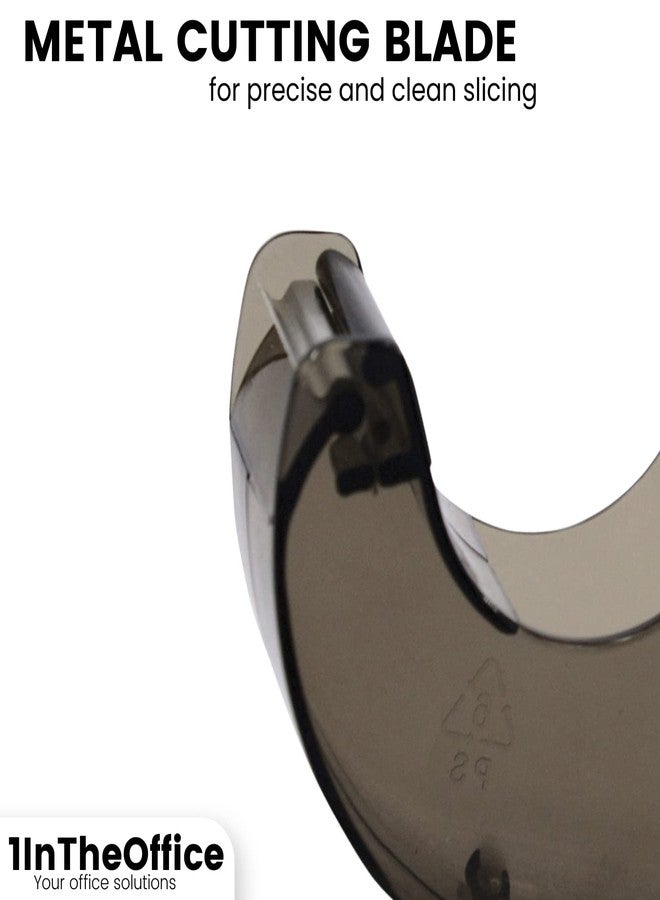 1InTheOffice Tape Dispenser Handheld, Refillable Hand held Tape Dispensers 1” Core, Translucent, Smoke/Plastic 6 Pack - Image 3