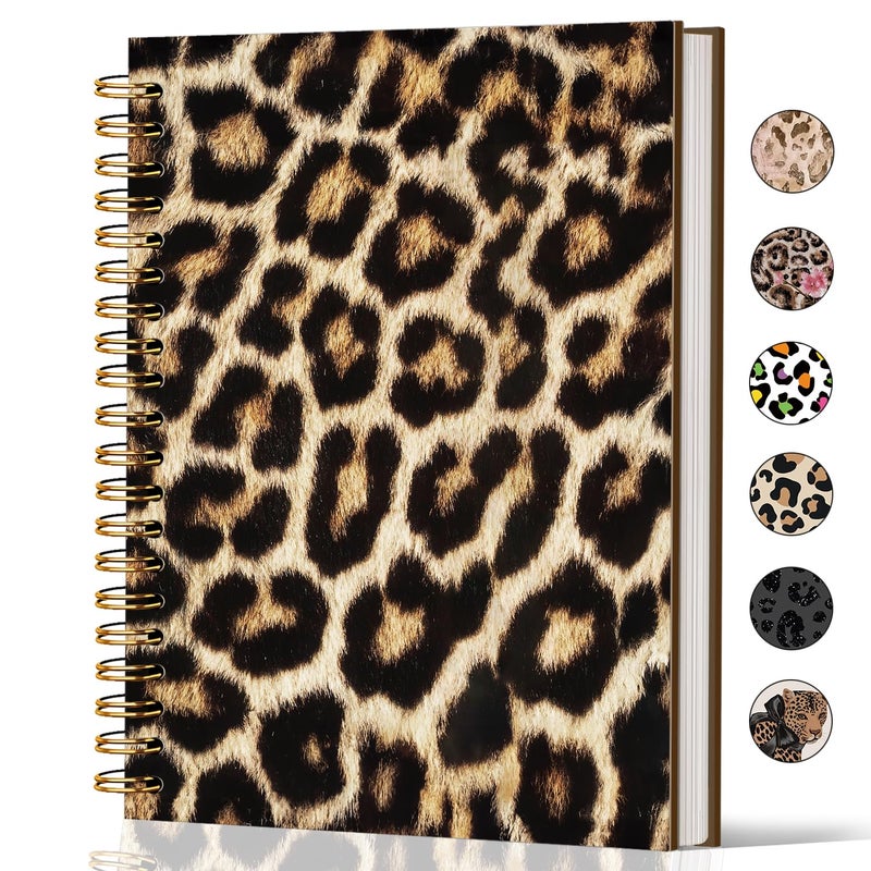 Lacama Leopard Print Gifts for Women Cheetah Print Gifts Notebook Journal, Cheetah Prints Journal Hardcover Spiral Notebook, Leopard Prints School Office Supplies 160 Pages A5 - Image 1