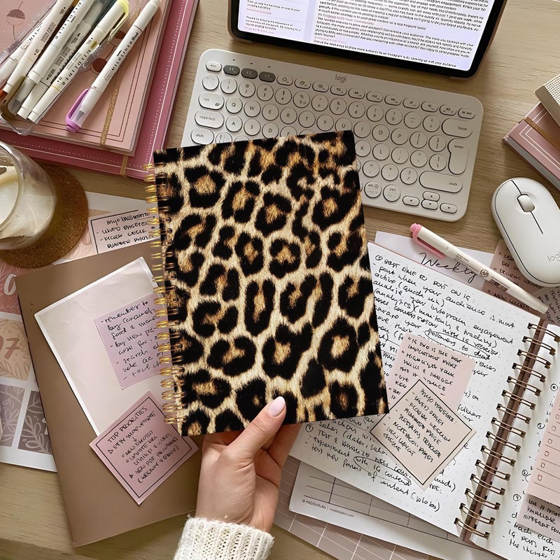 Lacama Leopard Print Gifts for Women Cheetah Print Gifts Notebook Journal, Cheetah Prints Journal Hardcover Spiral Notebook, Leopard Prints School Office Supplies 160 Pages A5 - Image 2