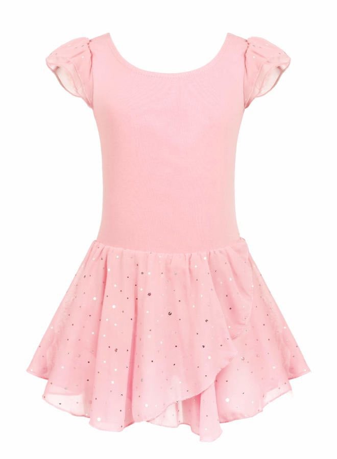 Arshiner Girls Ruffle Sleeve Ballet Dance Dress Tutu Skirted Leotard, Ballet Pink, 8-9 Years - Image 1