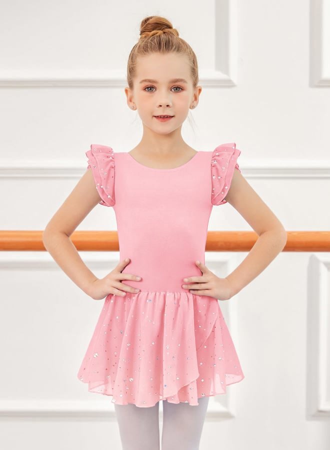 Arshiner Girls Ruffle Sleeve Ballet Dance Dress Tutu Skirted Leotard, Ballet Pink, 8-9 Years - Image 2