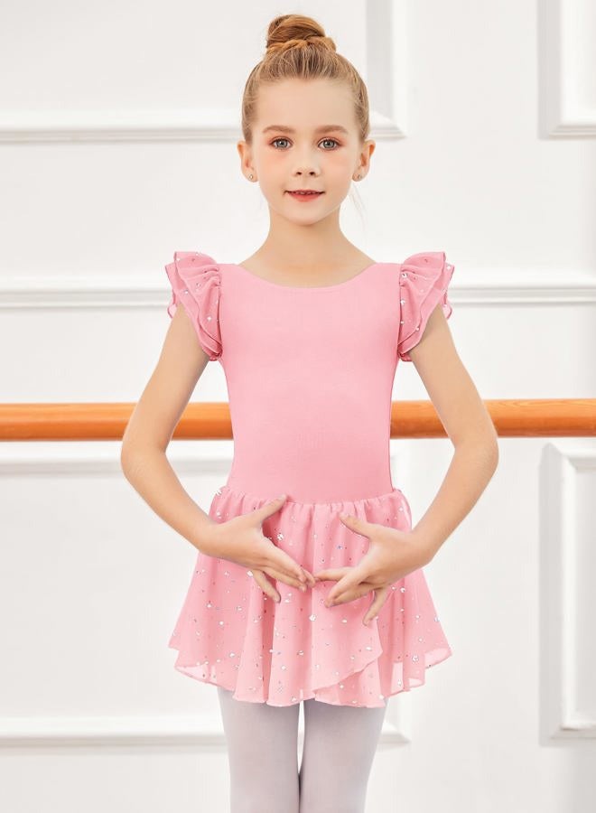 Arshiner Girls Ruffle Sleeve Ballet Dance Dress Tutu Skirted Leotard, Ballet Pink, 8-9 Years - Image 4
