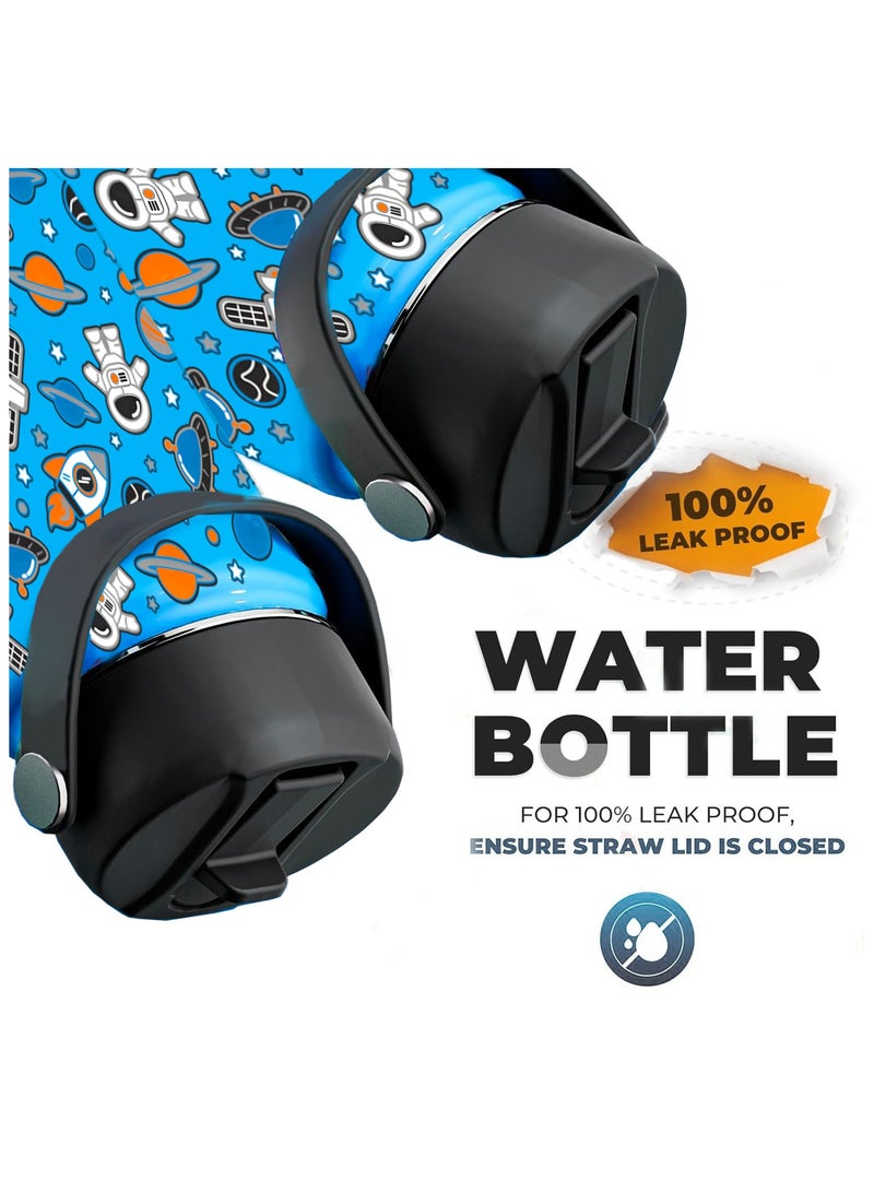 Snack attack SA Kids Water Bottle for School Insulated water bottle with Straw Lid, Kids water bottle stainless steel, Double Wall, Baby water bottle, Steel water bottle (Light Blue Space palnet) - Image 5