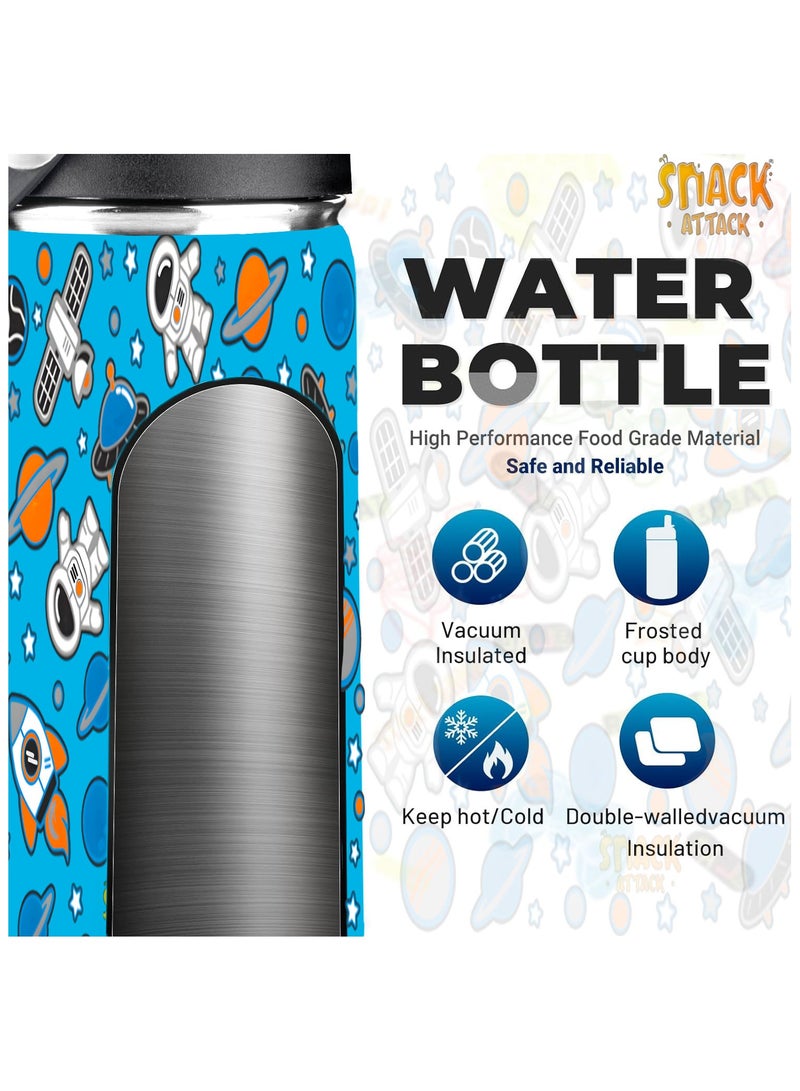 Snack attack SA Kids Water Bottle for School Insulated water bottle with Straw Lid, Kids water bottle stainless steel, Double Wall, Baby water bottle, Steel water bottle (Light Blue Space palnet) - Image 3