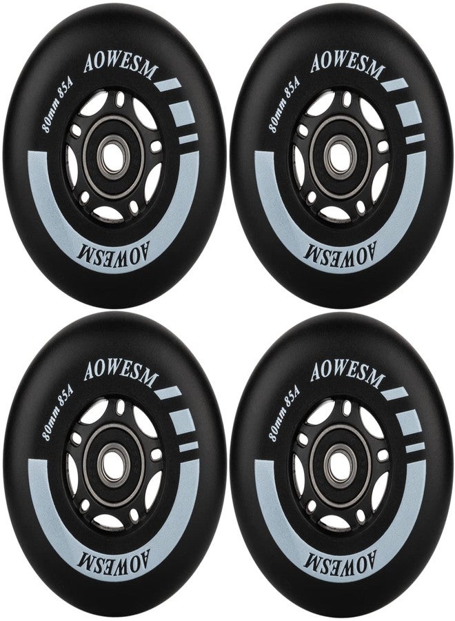 AOWESM Inline Skate Wheels 85A Gripper Asphalt Outdoor Inline Roller Hockey Replacement Wheels with Bearings ABEC-9 (4-Pack) (Red, 76mm) - Image 1