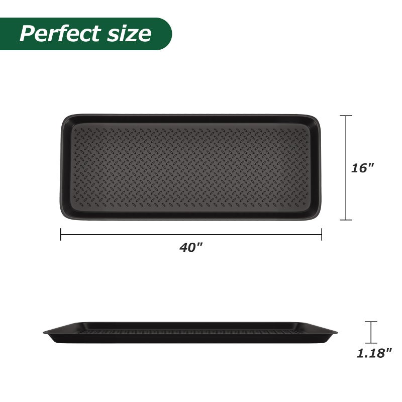 Matace 1 Pack Rubber Large Boot Tray for Entryway,Long Shoe Tray,Slim Boot Mat for Indoor and Outdoor Use, 16x40 in (Pack of 1) - Image 3