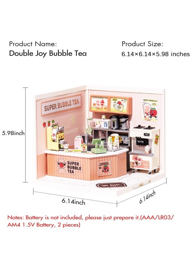 Rolife Rolife LED Building Blocks for Adults,1:24 Toy Building Sets,Model Building Kits for Kids Ages 8-12-15,DIY Miniature Dollhouse Kits for Adults,Hobbies for Women Men (4.Double Joy Bubble Tea) - Image 4