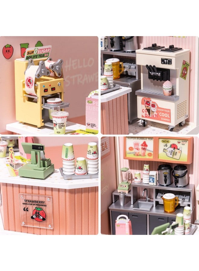 Rolife Rolife LED Building Blocks for Adults,1:24 Toy Building Sets,Model Building Kits for Kids Ages 8-12-15,DIY Miniature Dollhouse Kits for Adults,Hobbies for Women Men (4.Double Joy Bubble Tea) - Image 3