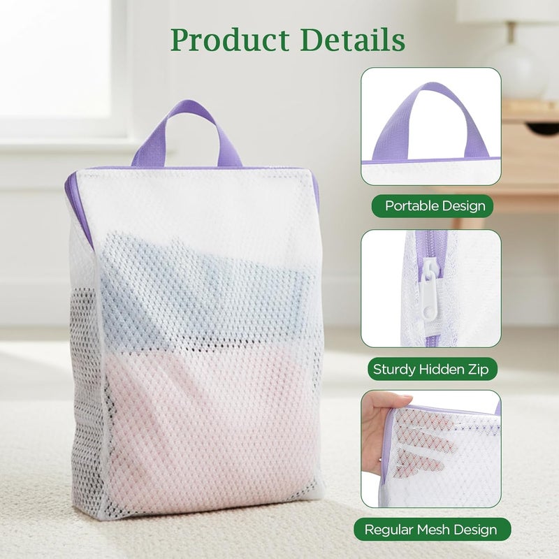 ROMON Laundry Net with Carry Handle Laundry Bag 30 x 40 cm Fine Mesh & Tear-Resistant Laundry Bags Reusable with Zip for Clothes, Underwear Pack of 4 - Image 3