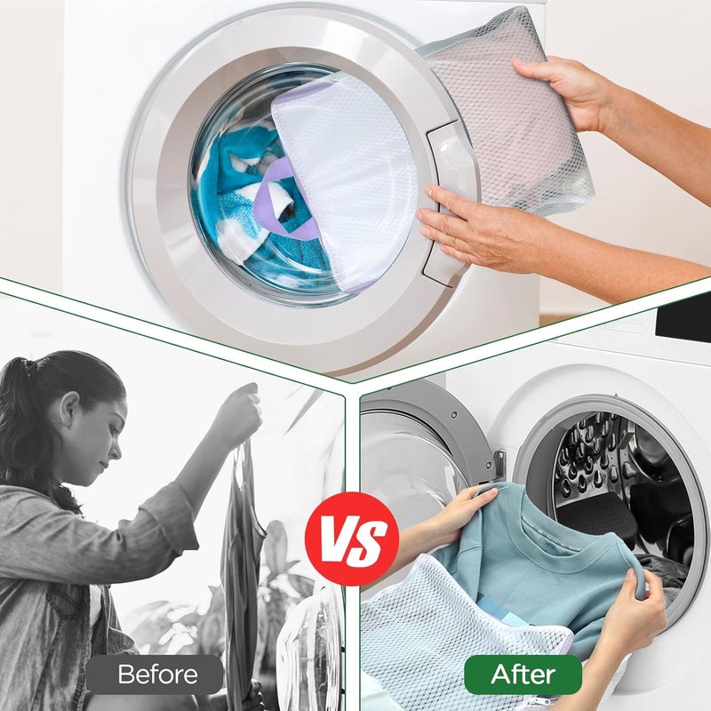 ROMON Laundry Net with Carry Handle Laundry Bag 30 x 40 cm Fine Mesh & Tear-Resistant Laundry Bags Reusable with Zip for Clothes, Underwear Pack of 4 - Image 4