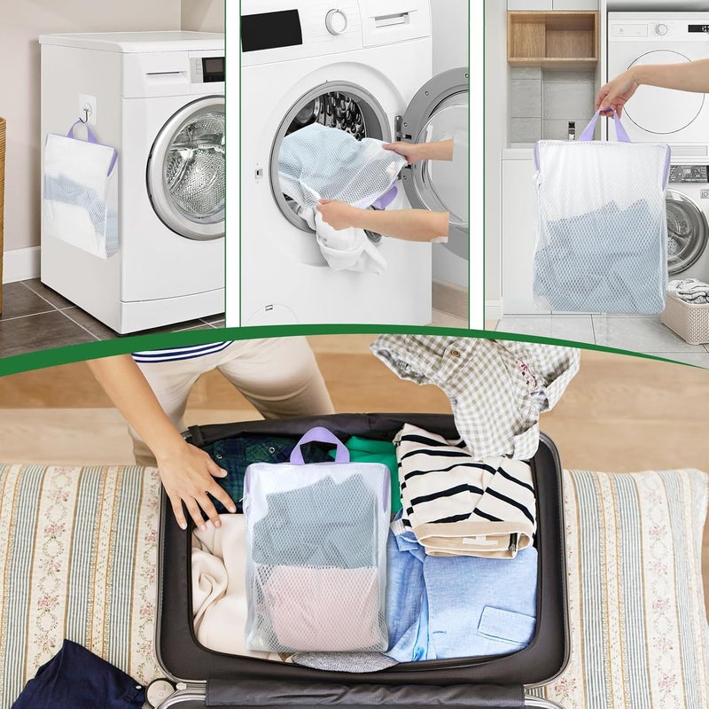 ROMON Laundry Net with Carry Handle Laundry Bag 30 x 40 cm Fine Mesh & Tear-Resistant Laundry Bags Reusable with Zip for Clothes, Underwear Pack of 4 - Image 5