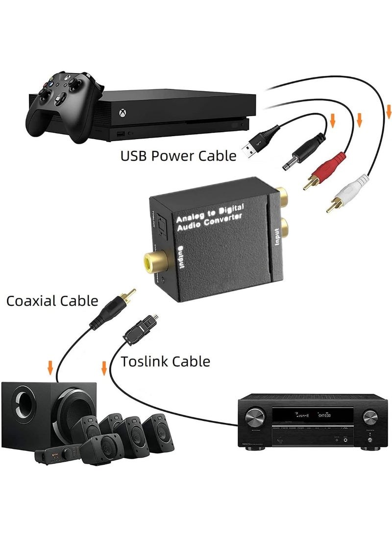 Meetion Analog R/L Rca Jack to Digital Optical Fiber SPDIF Coaxial Audio Converter Input 5V DC 2A  - Image 2