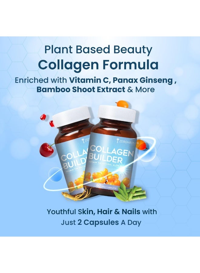 ZEROHARM Collagen Builder with Seabuckthorn, Vitamin C, Panax Ginseng & Biotin | Veg Collagen for Skin, Hair, & Joints | Plant-based Supplement for Youthful Skin | 120 Capsules - Image 3