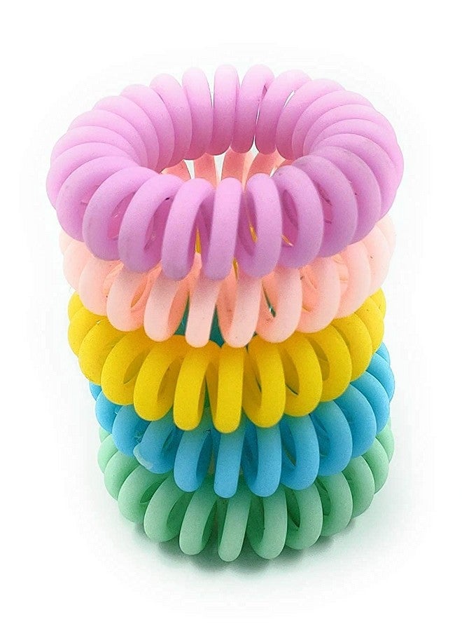 APSAMBR-5pcs Elegant Matte Multi-Colour Small Spiral Hair Rubber Band Ponytail Holder For Girls And Women. - Image 1
