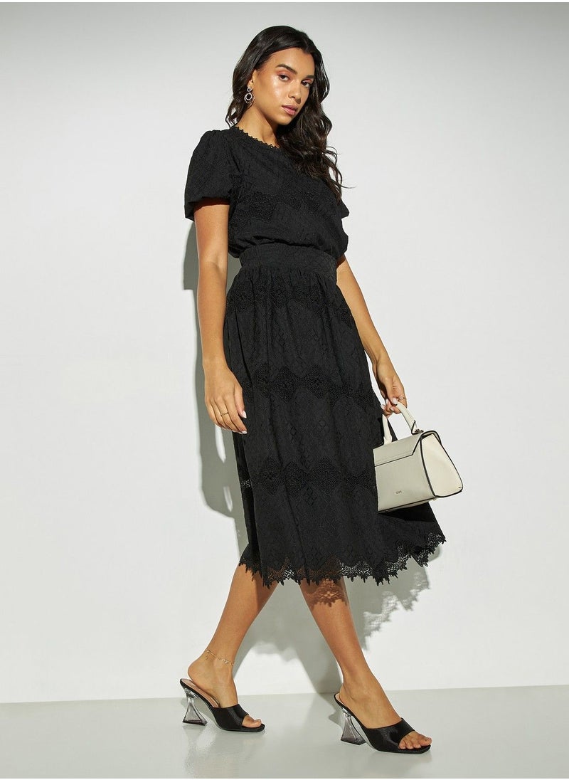 2Xtremz - 2Xtremz Lace Detail Skirt with Semi-Elasticated Waistband - Image 1