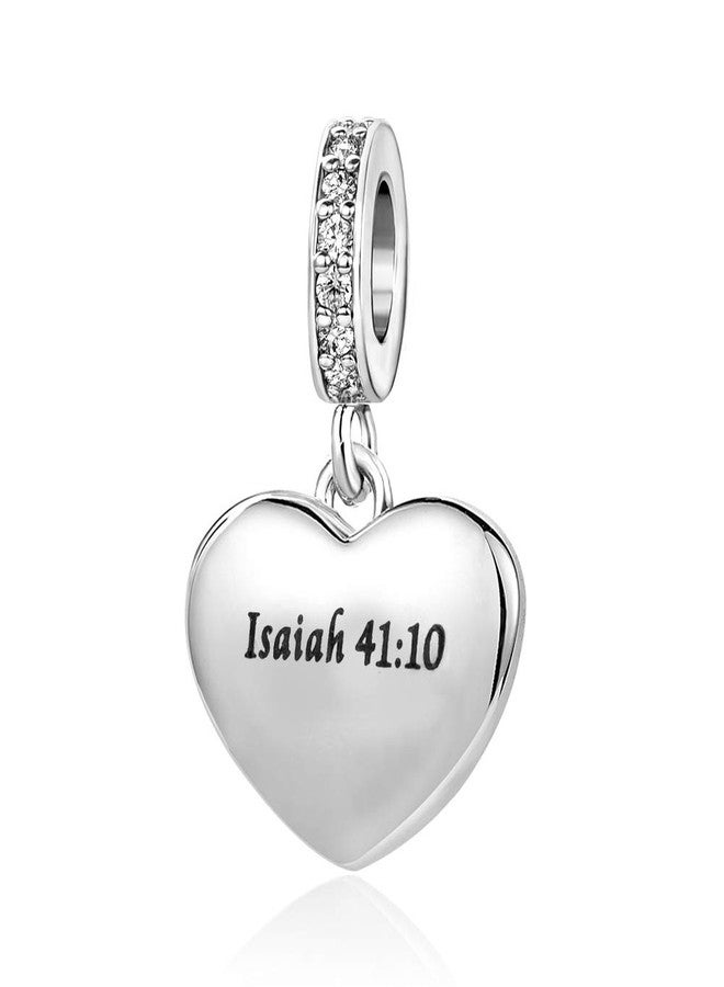 MiiFort Bible Verses Heart Dangle Charm fits Pandora Charms Moments Bracelets Cross Religion Do Not Fear for I am with You Isaiah 41:10 Gold - Image 2