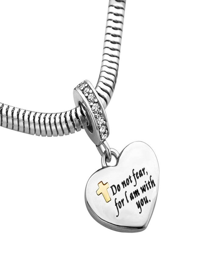 MiiFort Bible Verses Heart Dangle Charm fits Pandora Charms Moments Bracelets Cross Religion Do Not Fear for I am with You Isaiah 41:10 Gold - Image 4