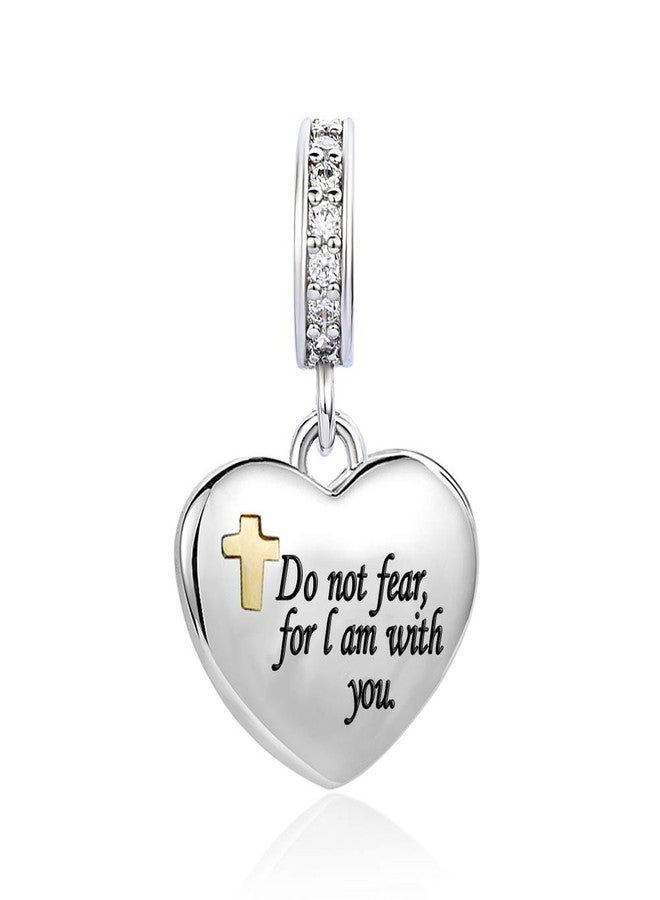 MiiFort Bible Verses Heart Dangle Charm fits Pandora Charms Moments Bracelets Cross Religion Do Not Fear for I am with You Isaiah 41:10 Gold - Image 3