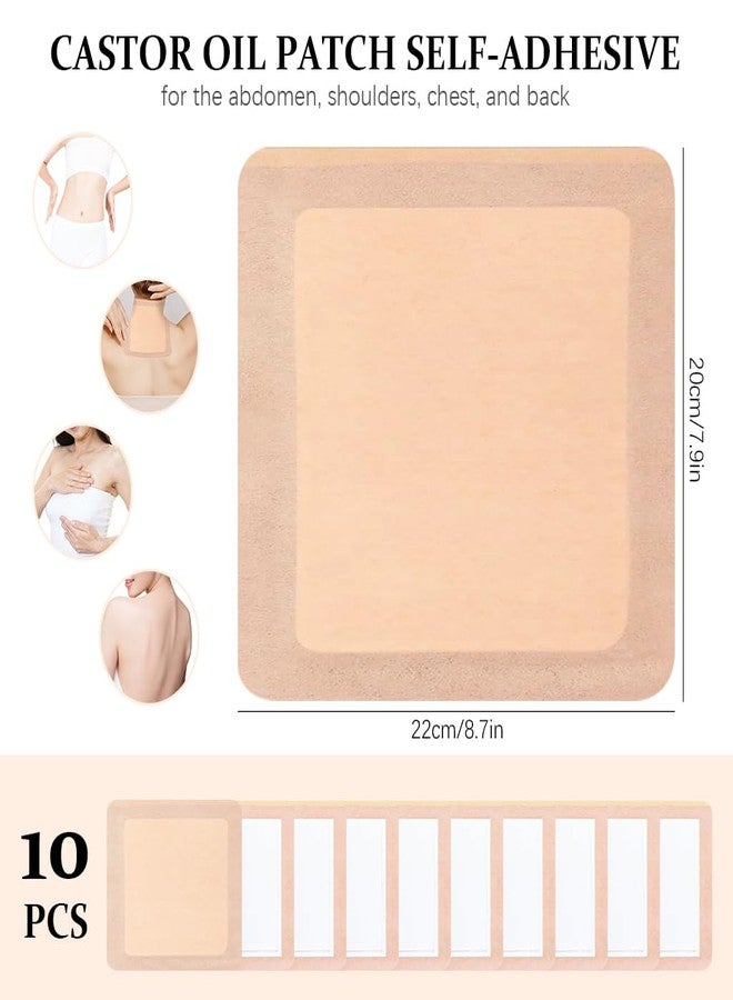 HANNEA® 10Pcs Castor Oil Patches, Self Adhesive Castor Oil Pack Wrap Organic Cotton, Castor Oil Wrap Pads for Liver, Anti Leakage, No Wash (Oil Not Included) - Image 2