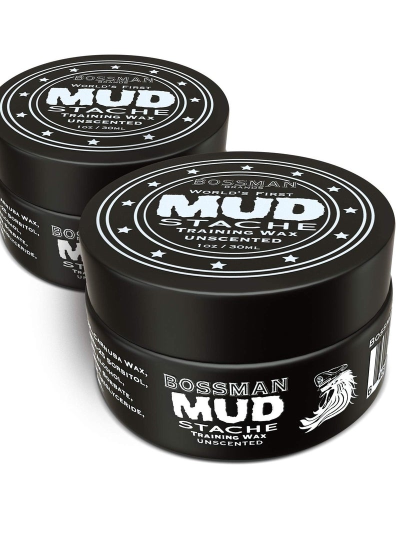 bossman - Bossman MUDstache Unscented Mustache Wax - 2 Pack – No Pull - Spreads Easy for a Strong Non-Tacky 24 hr Hold - Tame, Train and Style - Moustache Wax for Men (1oz) - Image 1