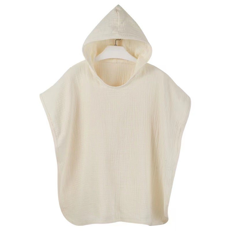 Cotton Gauze Hooded Poncho Towel for Kids [Thick] creamy-white