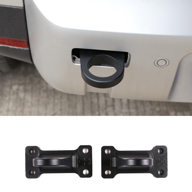PIUGILH Rear Tow Towing Hook Compatible with Land Rover Defender 90 110 130 2020 2021 2022 2023 Car Auto Trailer Ring Aluminum Racing Trailer Hook 2PcsBlack