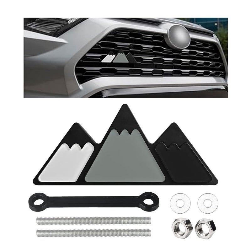 Car TriColor Grille Emblem Auto Snow Mountain Decoration Sticker Triangle Badge Decal Car Bumper 3Color Decoration Accessories Universal for Most Cars SUVs Vehicles